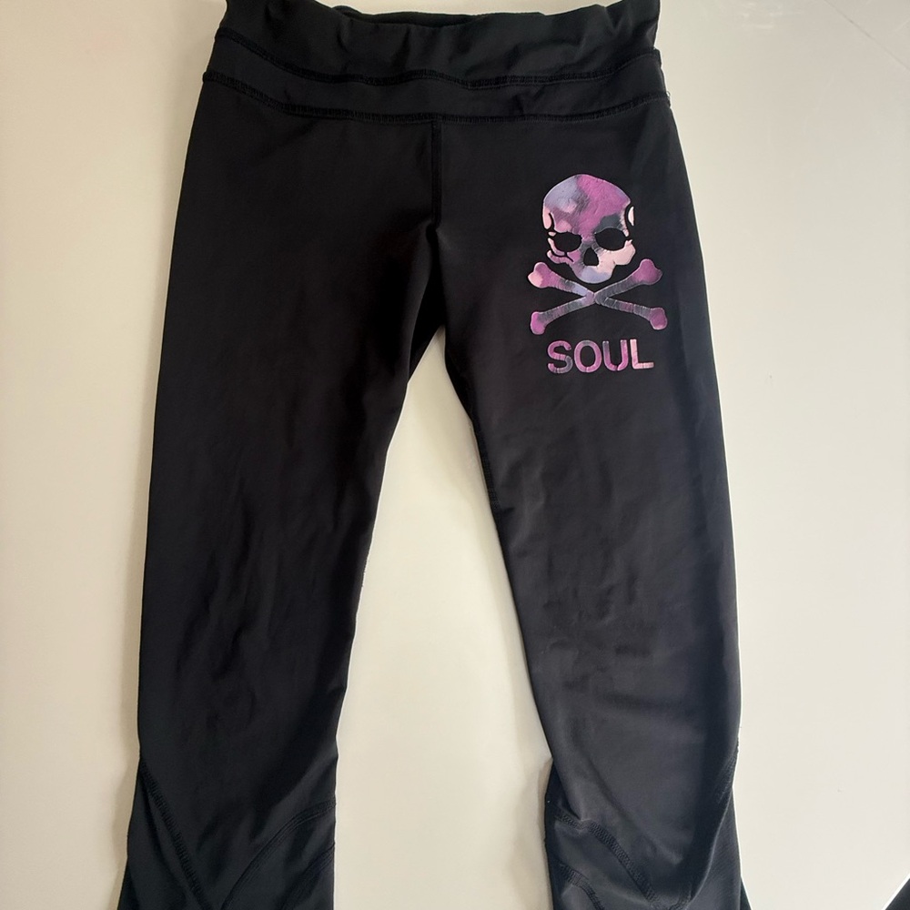lululemon athletica Black Leggings with Purple Skull Design